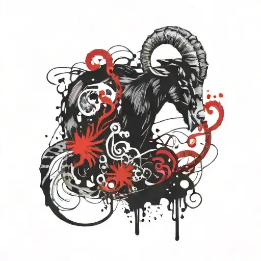goat and sharp tentacles tattoo design idea