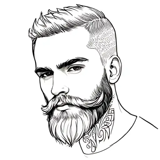 a man with a beard tattoo design idea