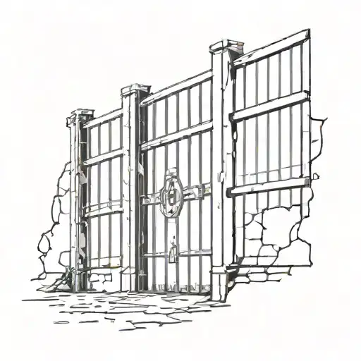 prison walls and gates with pure evil inside tattoo design idea