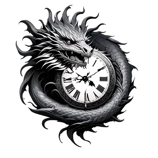 Dragon Clock tattoo design idea