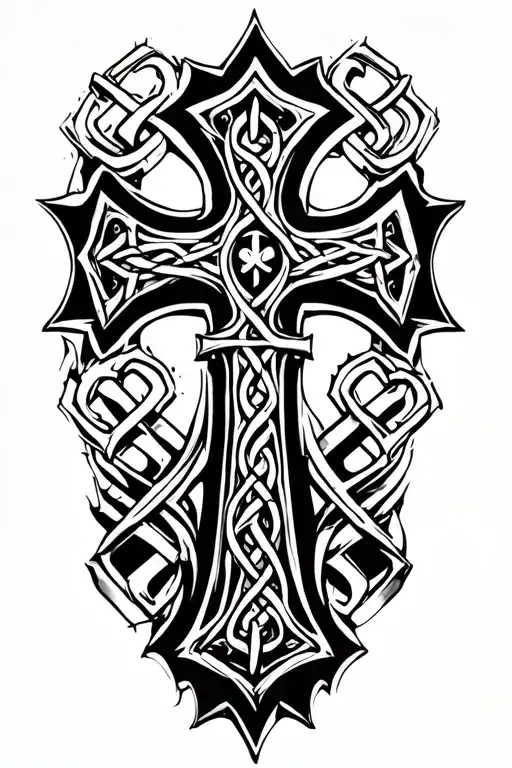 Irish Celtic cross tattoo design idea
