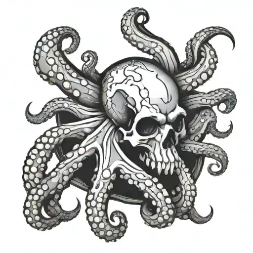 octopus skull on hand tattoo design idea