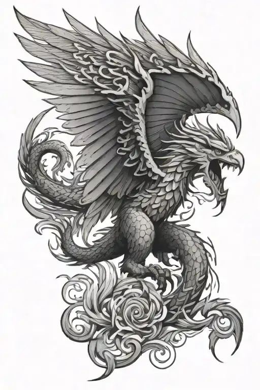 Filipino dragon flying eagle tattoo design idea