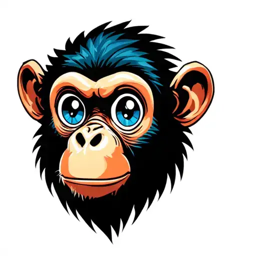 Monkey with big blue eyes  tattoo design idea