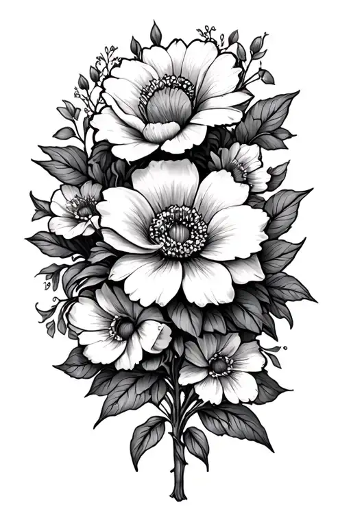 Taurus flower intertwined with may birth flowers  tattoo design idea