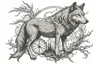 Time, Wolf, Lightning, Long Tree arms tattoo design idea