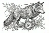 Time, Wolf, Lightning, Long Tree arms tattoo design idea
