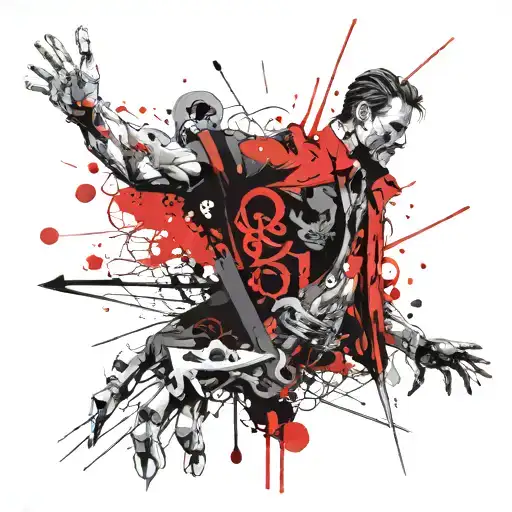 jekyll and hyde whole arm tattoo design idea