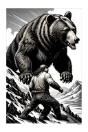 Bear attacking a mountain man tattoo design idea