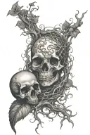 rooted writting 'momento mori' intertwined tattoo design idea