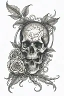 rooted writting 'momento mori' intertwined tattoo design idea
