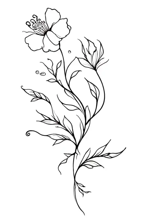 Flower tendril, symbols, gap filler tattoo design idea