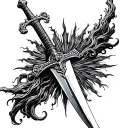 a sword going through the Alice in Chains sun logo tattoo design idea