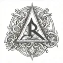 The Initial R with a 5 pointed star tattoo design idea