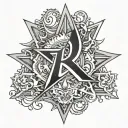 The Initial R with a 5 pointed star tattoo design idea