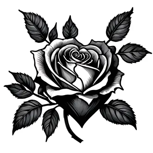 Broken Heart Rose tattoo design idea
