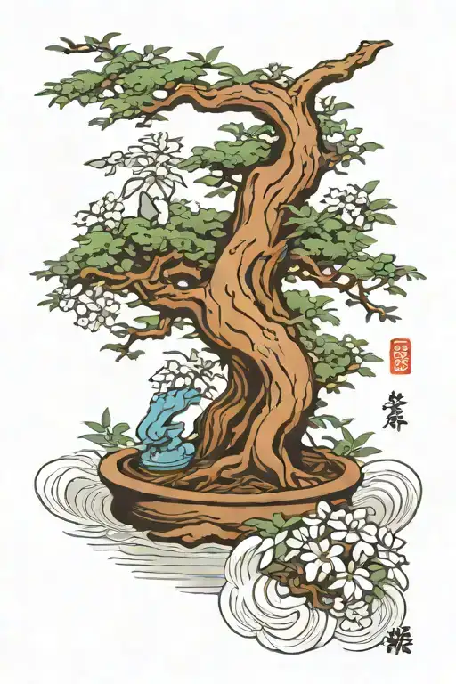 bonsai tree tattoo design idea
