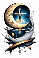 Universe Compass moon Tattoo inspired tattoo featuring tattoo design idea
