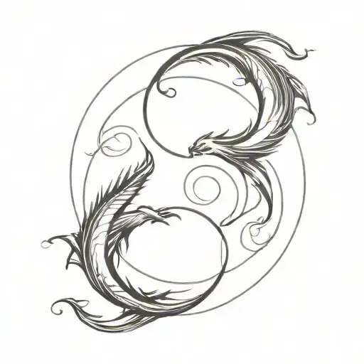 dragon shadow yinyang symbol split tattoo design idea