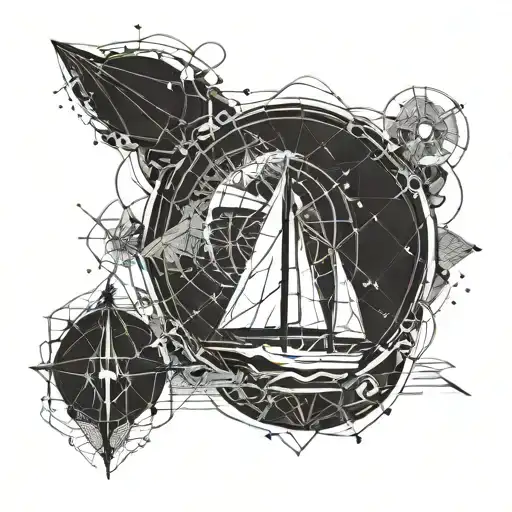navigating boat sailing tattoo design idea