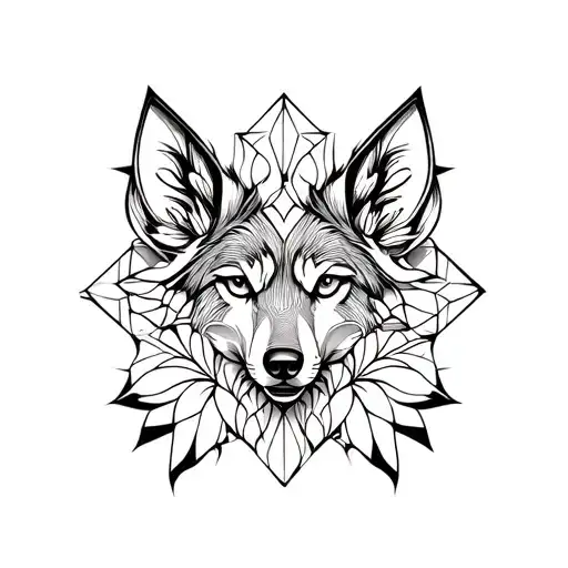 flower wolf triskellion tattoo design idea