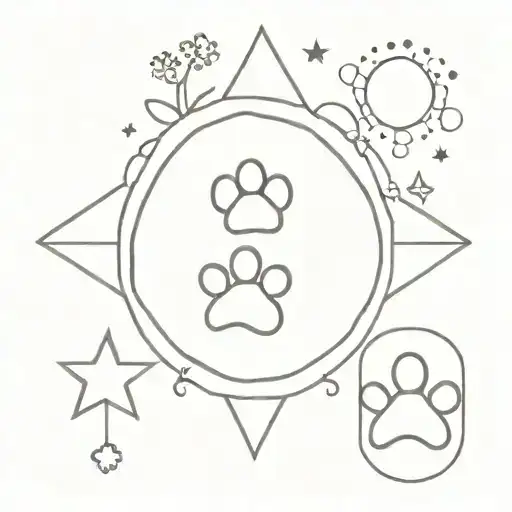 cloud, Star, bell, paw print, heart, flower tattoo design idea