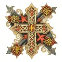 Jerusalem cross surrounded tattoo design idea