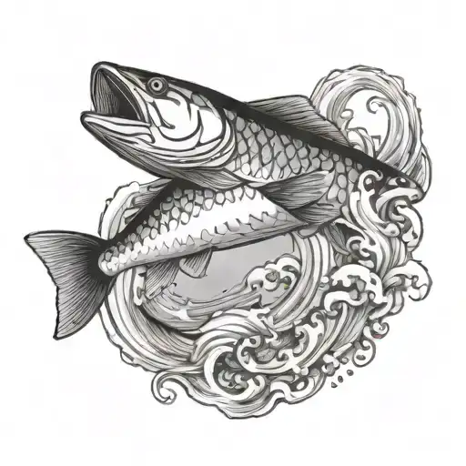 king salmon jumping tattoo design idea