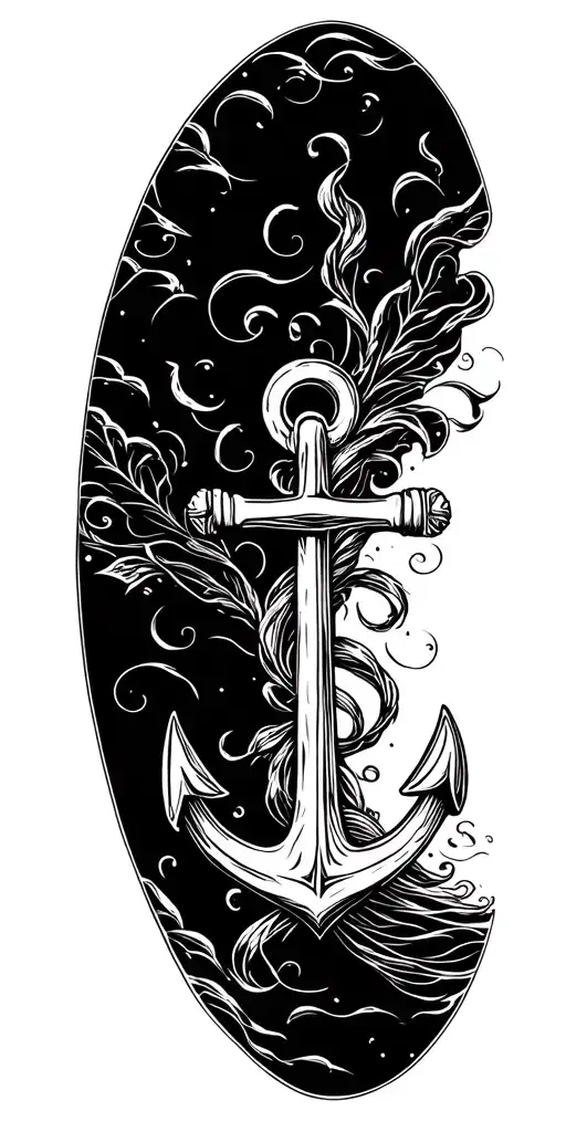 anchor theme scene tattoo design idea