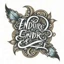 the word 'Endure' in script font tattoo design idea