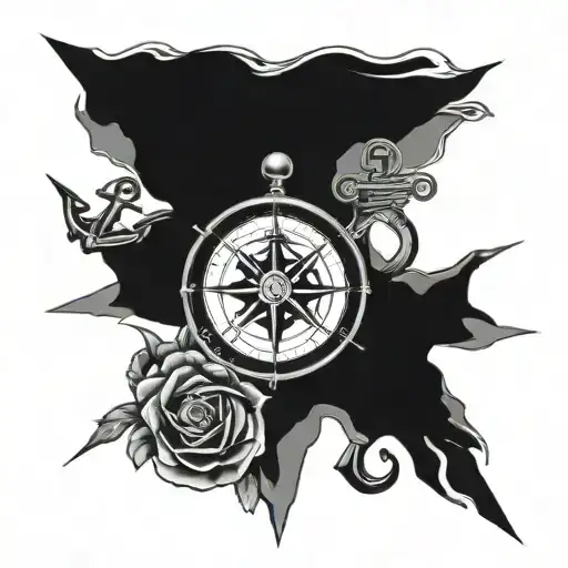 compass rose, anchor tattoo tattoo design idea