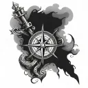 compass rose, anchor tattoo tattoo design idea