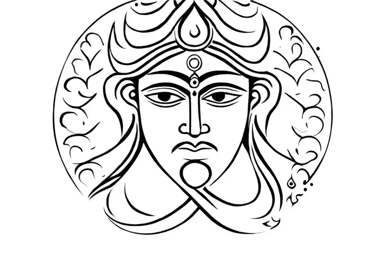 lord shiva and lord jagannath face surrounded tattoo design idea