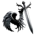 Biblical Sword with Angel wings tattoo design idea