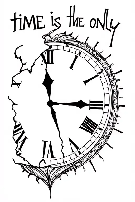 "time is the only medicine " "time is the only medicine " half a broken clock face and a half broken heart  tattoo design idea