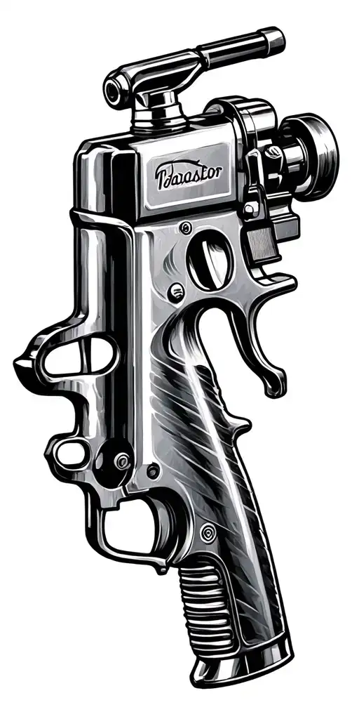 engine spray gun morphing tattoo design idea