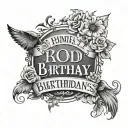 names and birthdays Outdoor themed with 2 tattoo design idea