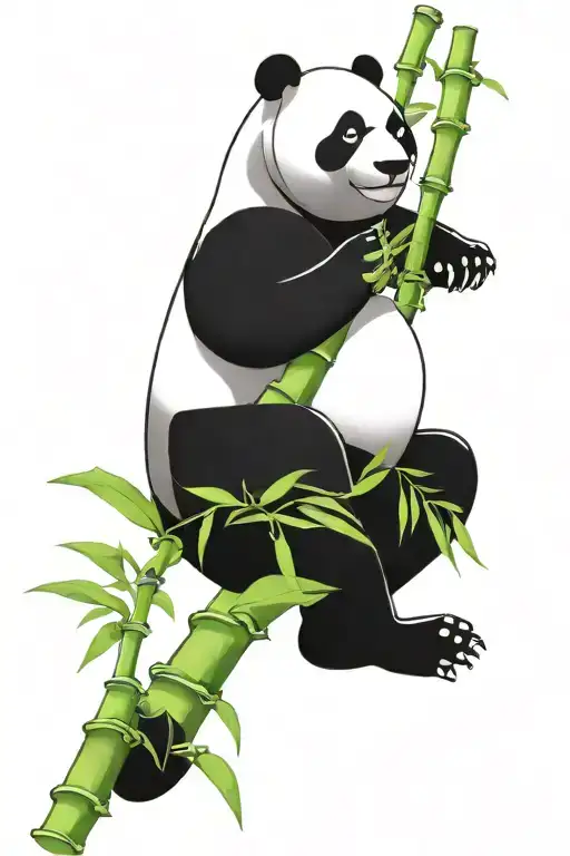 bamboo tree that transitions into music notes. panda on the bamboo with a tiny scorpion on its back tattoo design idea