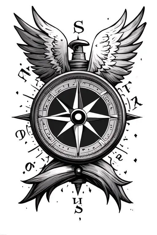 basic compass tattoo design idea