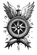 basic compass tattoo design idea