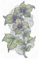 art nouveau basil plant growing in green and purple tattoo design idea