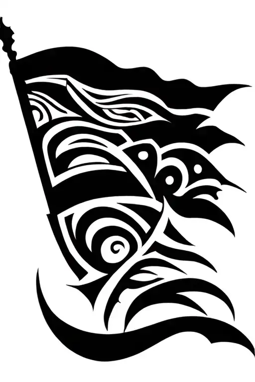 flag waving tattoo design idea