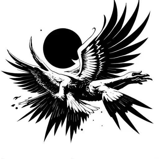 Icarus flying towards tattoo design idea