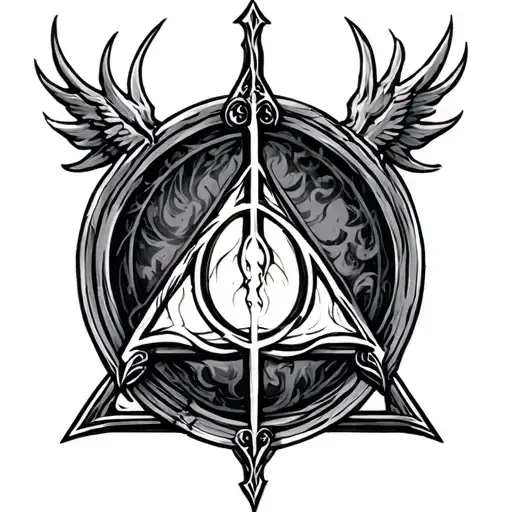 The Deathly Hallows of the Harry Potter saga logo tattoo design idea