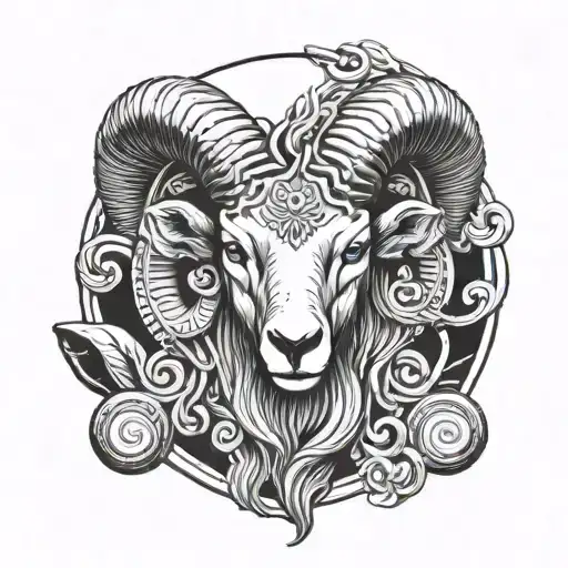 ram head north mythology symbols tattoo design idea