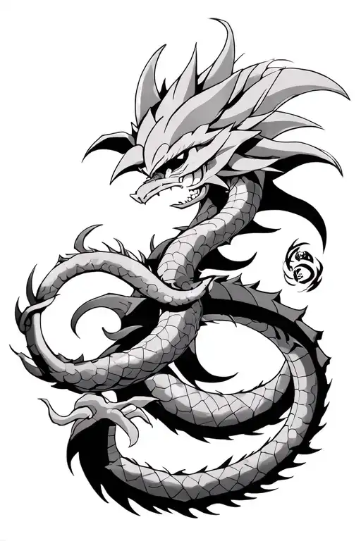 goku and shenron dragon ball z tattoo design idea