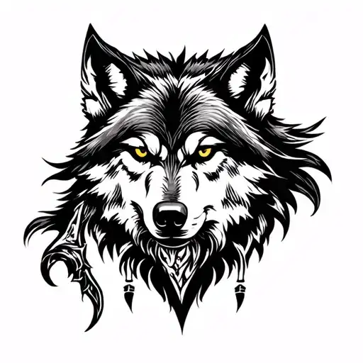 wolf and tengri tattoo design idea