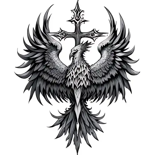 Phoenix Cross tattoo design idea
