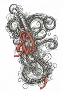 cursive letters in red ink  tattoo design idea