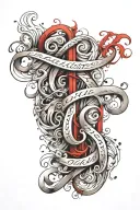 cursive letters in red ink  tattoo design idea